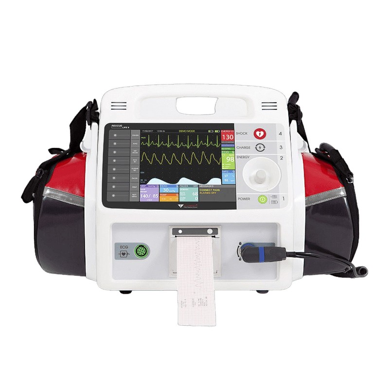 Desfibrilador Rescue Life 9 AED con control de temperatura (SpO2, NIBP y marcapasos opcional) Desfibrilador Rescue Life 9 AED con control de temperatura (SpO2, NIBP y marcapasos opcional)