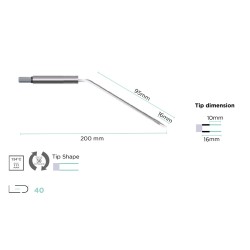 Electrodo bipolar de 20 cm angulado para electrobisturí Led Spa