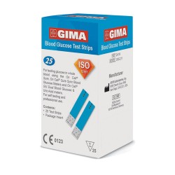 Tiras de glucosa para monitor de glucosa Gima (Caja de 25 unidades)