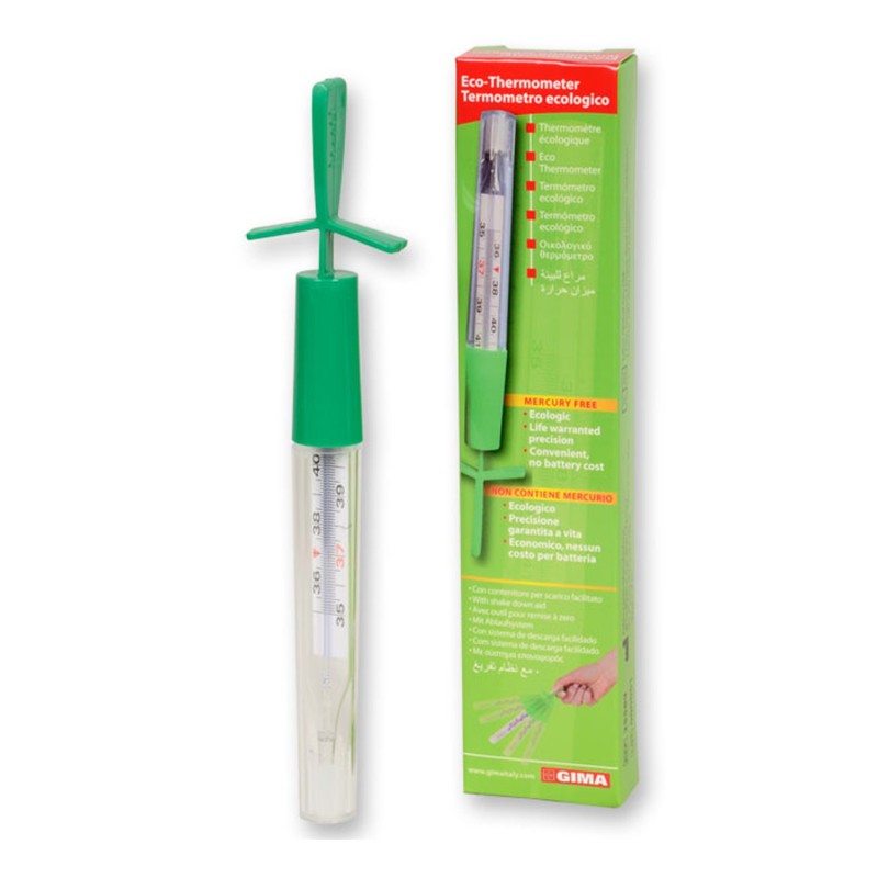 Termómetro ecológico ovalado con dispositivo de agitación
